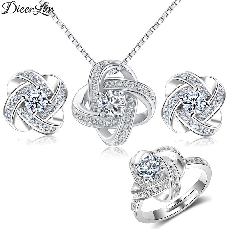 Bridal Jewelry Sets 925 Sterling Silver Crystal
